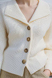 Solid Color Lapel Long Sleeve Cardigan Sweater