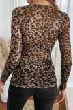 Leopard Print Mesh Long Sleeved Base Shirt