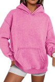 Retro Solid Color Long Sleeved Hooded Sweatshirt