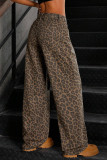 High Waisted Leopard Print Wide Leg Pants