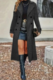 Lapel Long Sleeved Woolen Cardigan Jacket