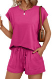 Round Neck Short Sleeved Shorts Two-piece Set