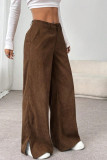 Corduroy Mid Waist Straight Leg Pants
