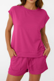 Round Neck Short Sleeved Shorts Two-piece Set