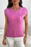 Round Neck Striped Knitted Pocket Sweater
