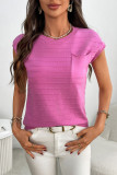 Round Neck Striped Knitted Pocket Sweater