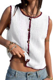 Solid Color Sleeveless Button Up Cardigan Vest