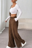 Corduroy Mid Waist Straight Leg Pants
