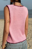 Solid Color Sleeveless Button Up Cardigan Vest