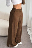 Corduroy Mid Waist Straight Leg Pants