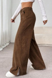 Corduroy Mid Waist Straight Leg Pants
