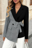 Irregular Lapel Waist Cinched Suit Jacket
