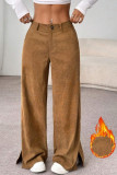 Corduroy Mid Waist Straight Leg Pants