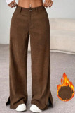 Corduroy Mid Waist Straight Leg Pants