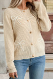 Bow Embroidery Knitted Cardigan Sweater