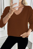 V-neck Solid Color Long Sleeved Sweater