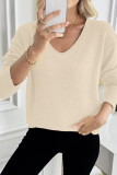V-neck Solid Color Long Sleeved Sweater