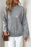 Sequined Round Neck Long Sleeved Sweatshirt