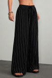 Striped Elastic Waist Straight Leg Pants