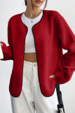 Large Size Solid Color Long Sleeved Cardigan Jacket