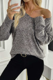 V-neck Solid Color Long Sleeved Sweater