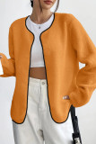 Large Size Solid Color Long Sleeved Cardigan Jacket