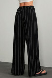 Striped Elastic Waist Straight Leg Pants