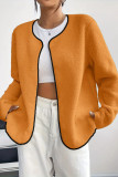 Large Size Solid Color Long Sleeved Cardigan Jacket