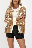 Printed Long Sleeved Cardigan Knitted Jacket