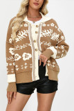 Printed Long Sleeved Cardigan Knitted Jacket