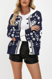 Printed Long Sleeved Cardigan Knitted Jacket