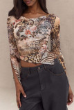 Floral Printed One Shoulder Flared Long Sleeved Shirt
