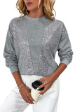 Sequined Round Neck Long Sleeved Sweatshirt