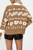 Printed Long Sleeved Cardigan Knitted Jacket