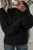 Round Neck Long Sleeved Solid Color Sweater