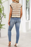 Solid Color Hollow Knitted Sleeveless Vest