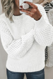 Round Neck Long Sleeved Solid Color Sweater