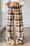 Vintage Plaid Printed High Waisted Wide Leg Pants