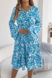 Retro Flared Long Sleeve Waist Cinching Dress