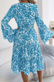 Retro Flared Long Sleeve Waist Cinching Dress