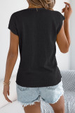 Solid Color V-neck Short Sleeved Knitted Sweater