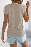 Solid Color V-neck Short Sleeved Knitted Sweater