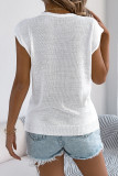 Solid Color V-neck Short Sleeved Knitted Sweater