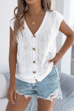 Solid Color V-neck Short Sleeved Knitted Sweater