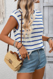 Round Neck Sleeveless Striped Knitted Vest