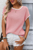 Round Neck Short Sleeved Knitted Sweater