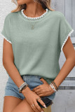 Round Neck Short Sleeved Crochet Sweater
