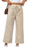 Striped High Waisted Cropped Straight Pants