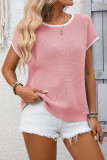 Round Neck Short Sleeved Knitted Sweater
