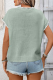 Round Neck Short Sleeved Crochet Sweater